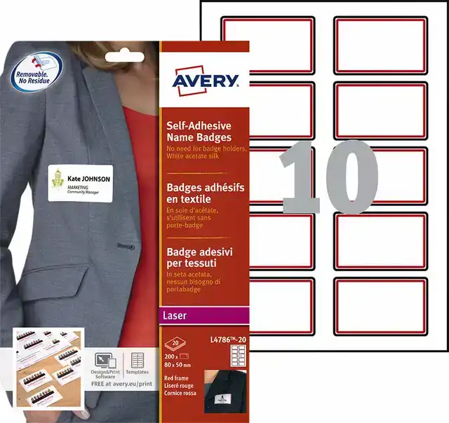 NAAMBADGE ETIKET AVERY L4786-20 80X50MM