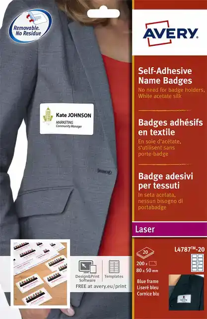 NAAMBADGE ETIKET AVERY L4787-20 80X50MM