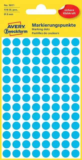 ETIKET AZ 3011 ROND 8MM BLAUW 416STUKS
