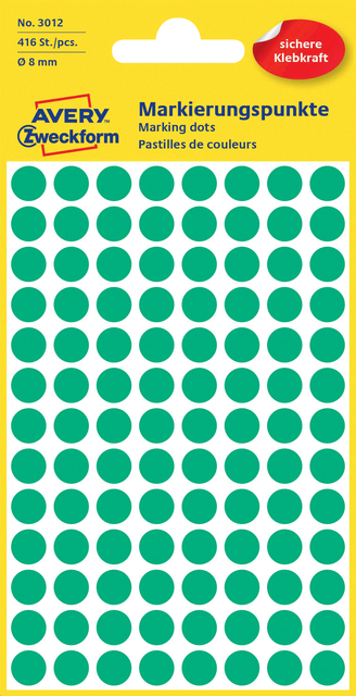 ETIKET AZ 3012 ROND 8MM GROEN 416STUKS