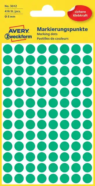 ETIKET AZ 3012 ROND 8MM GROEN 416STUKS