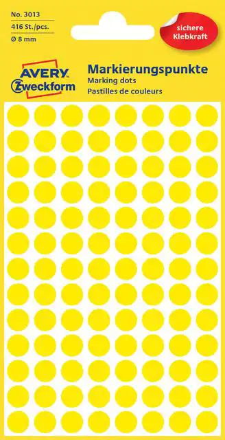 ETIKET AZ 3013 ROND 8MM GEEL 416STUKS