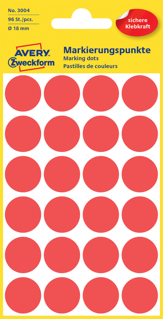ETIKET AZ 3004 ROND 18MM ROOD 96STUKS