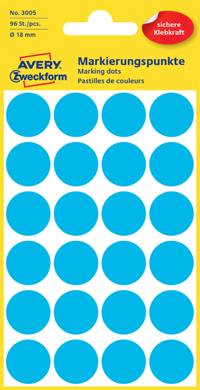 ETIKET AZ 3005 ROND 18MM BLAUW 96STUKS