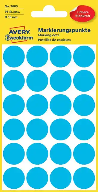 ETIKET AZ 3005 ROND 18MM BLAUW 96STUKS