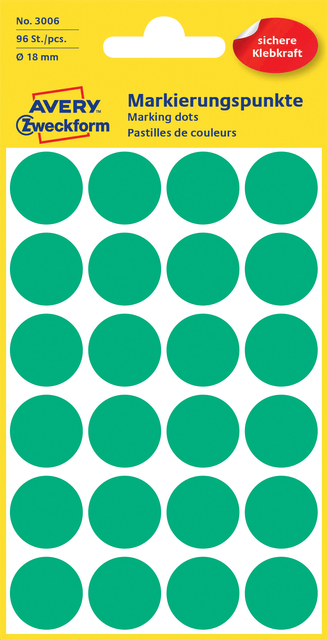 ETIKET AZ 3006 ROND 18MM GROEN 96STUKS