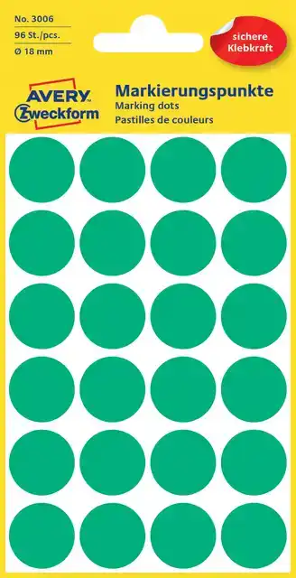 ETIKET AZ 3006 ROND 18MM GROEN 96STUKS