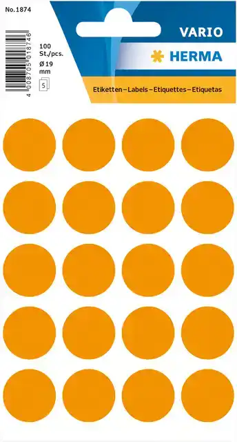 ETIKET HERMA 1874 ROND 19MM FLUOR