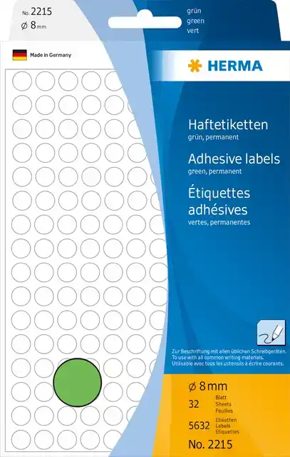 ETIKET HERMA 2215 ROND 8MM GROEN