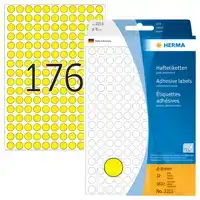 ETIKET HERMA 2211 ROND 8MM GEEL