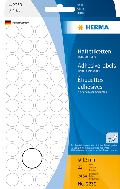 ETIKET HERMA 2230 ROND 13MM WIT