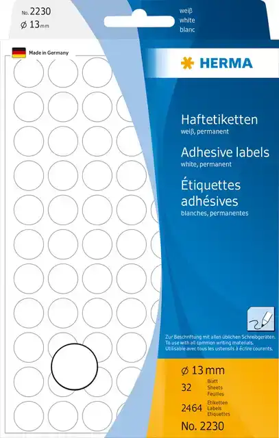 ETIKET HERMA 2230 ROND 13MM WIT