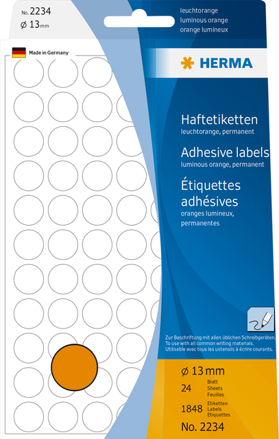 ETIKET HERMA 2234 ROND 13MM FLUOR