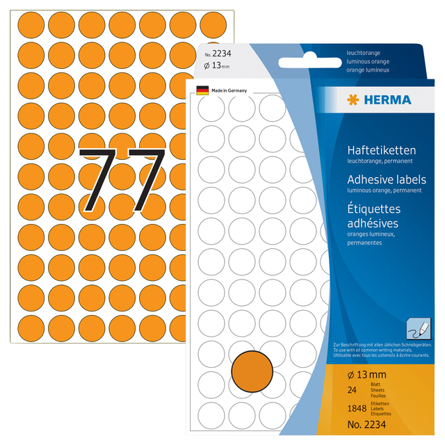 ETIKET HERMA 2234 ROND 13MM FLUOR