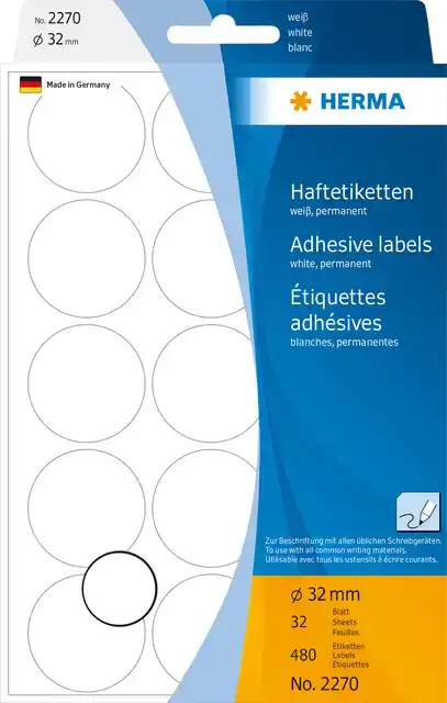 ETIKET HERMA 2270 ROND 32MM WIT