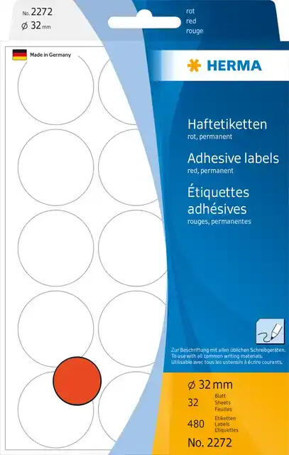 ETIKET HERMA 2272 ROND 32MM ROOD