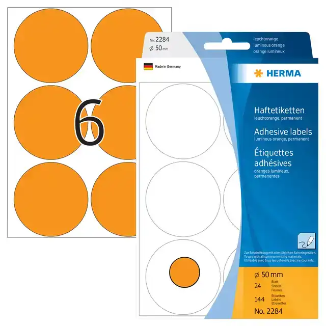 ETIKET HERMA 2284 ROND 50MM FLUOR