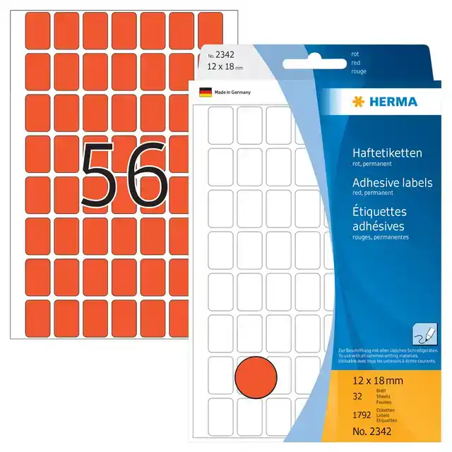 ETIKET HERMA 2342 12X18MM ROOD