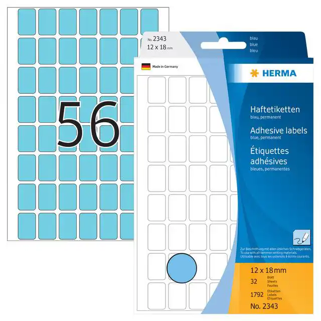 ETIKET HERMA 2343 12X18MM BLAUW