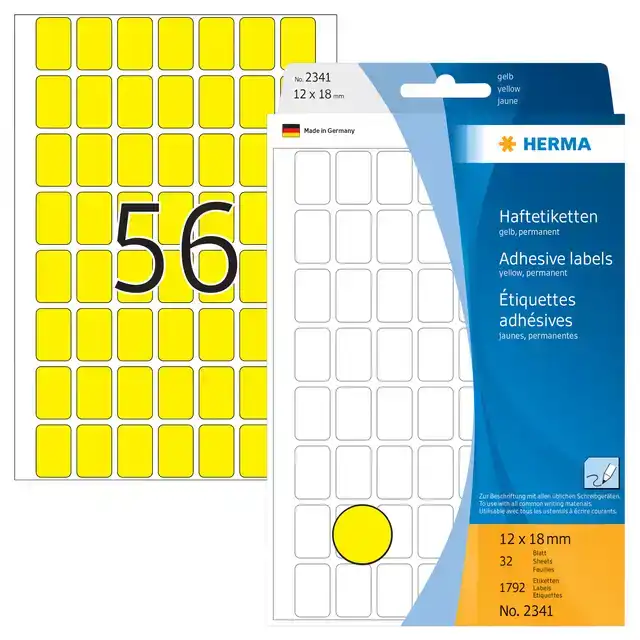 ETIKET HERMA 2341 12X18MM GEEL