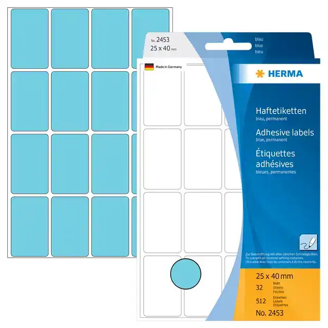 ETIKET HERMA 2453 25X40MM BLAUW
