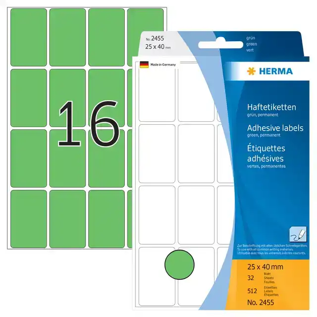 ETIKET HERMA 2455 25X40MM GROEN