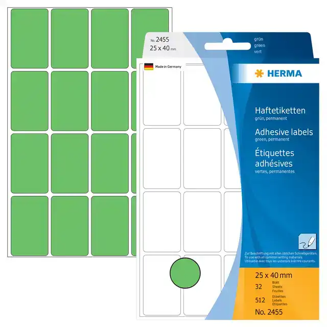 ETIKET HERMA 2455 25X40MM GROEN