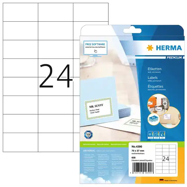ETIKET HERMA 4390 70X37MM PREMIUM WIT