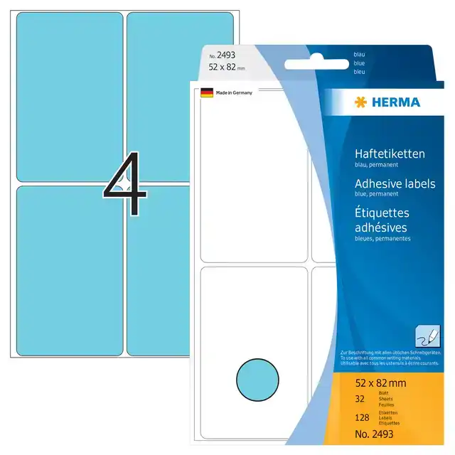 ETIKET HERMA 2493 52X82MM BLAUW