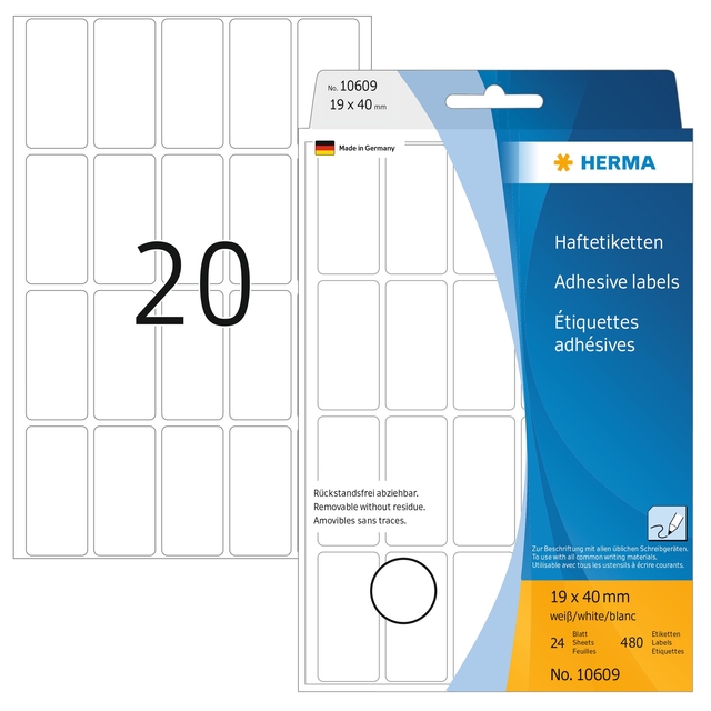 ETIKET HERMA 10609 19X40MM VERWIJDERB