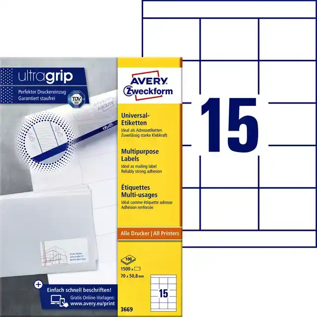 ETIKET AZ 3669 70X50.8MM WIT 1500STUKS