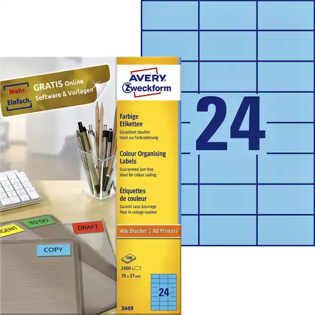 ETIKET AZ 3449 70X37MM BLAUW 2400STUKS