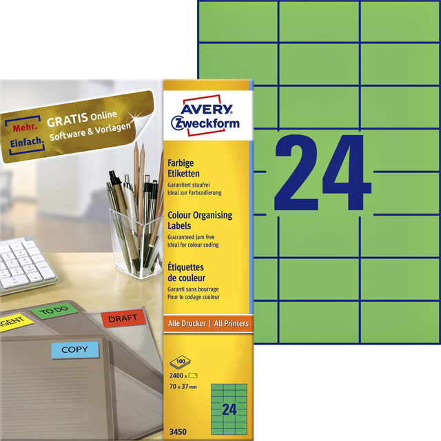 ETIKET AZ 3450 70X37MM GROEN 2400STUKS