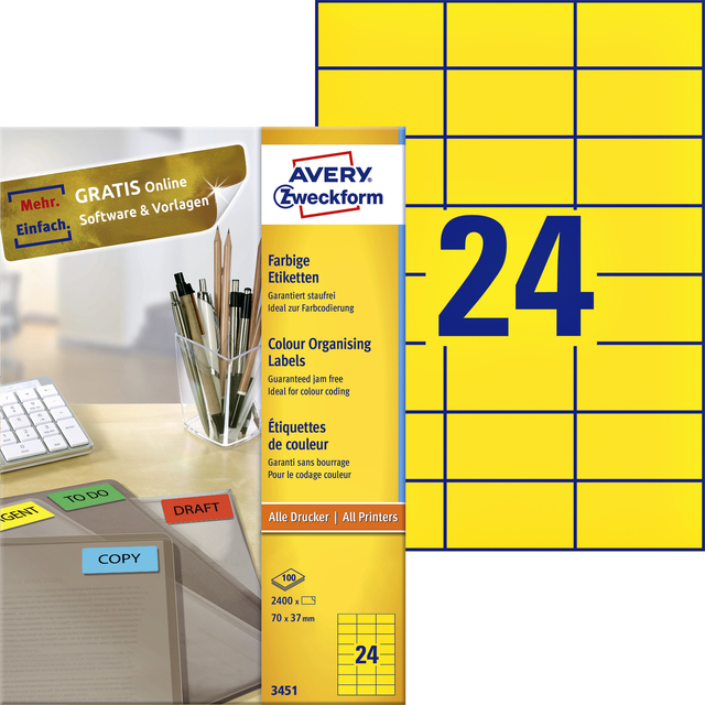 ETIKET AZ 3451 70X37MM GEEL 2400STUKS