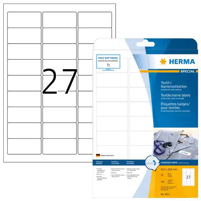 NAAMBADGE ETIKET HERMA 4511 63.5X29.6MM