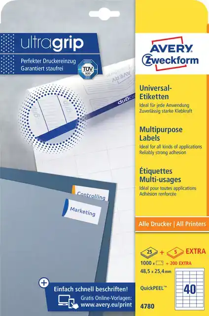 ETIKET AZ 4780 48.5X25.4MM WIT