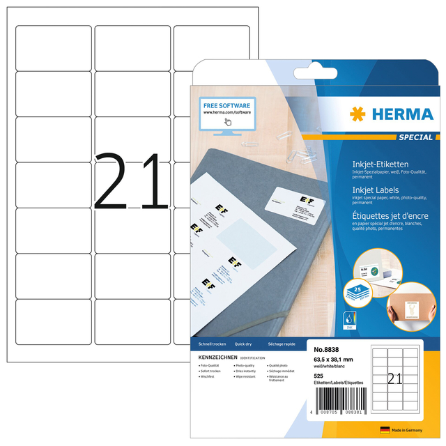 ETIKET HERMA 8838 63.5X38.1MM MAT WIT