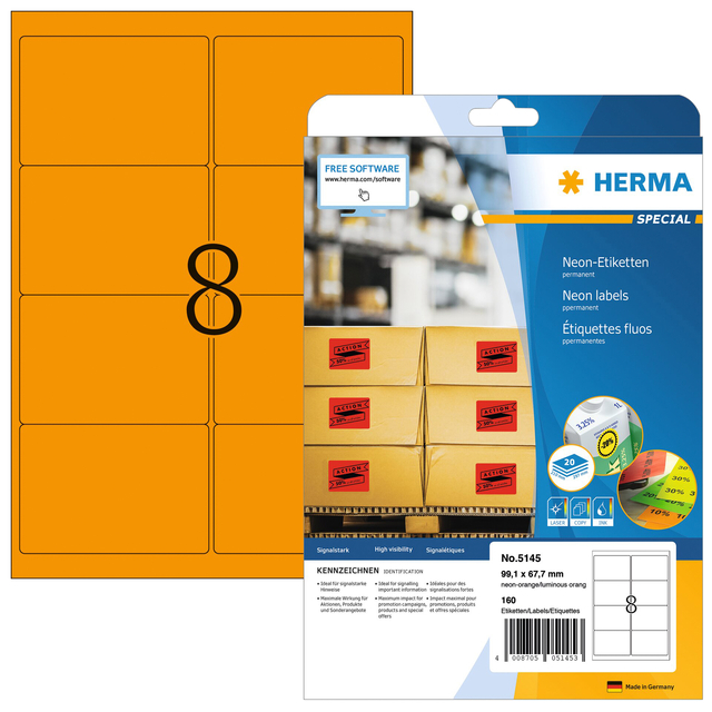 ETIKET HERMA 5145 99.1X67.7MM FLUOR OR