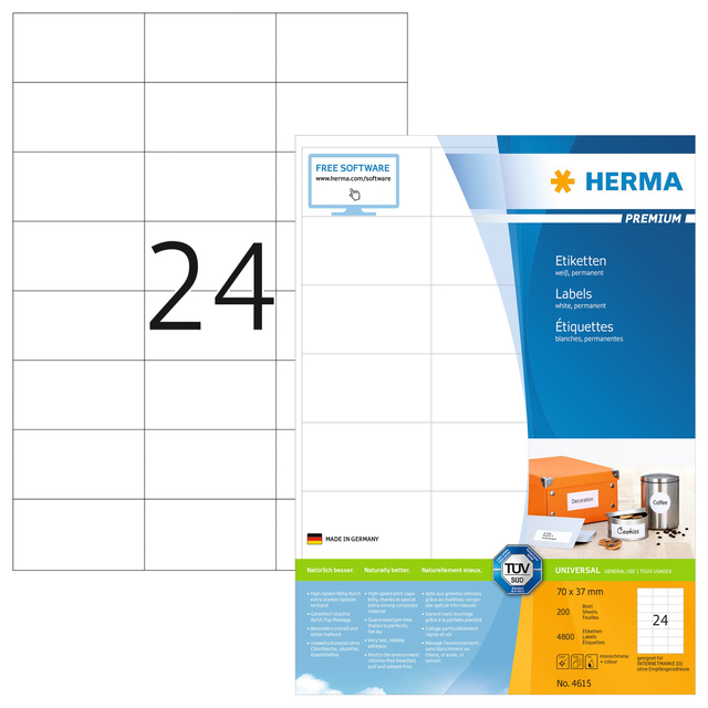 ETIKET HERMA 4615 70X37MM PREMIUM WIT