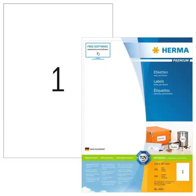 ETIKET HERMA 4631 210X297MM A4 PREM WIT