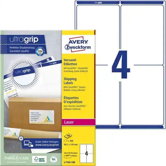 ETIKET AVERY L7169-100 99.1X139MM