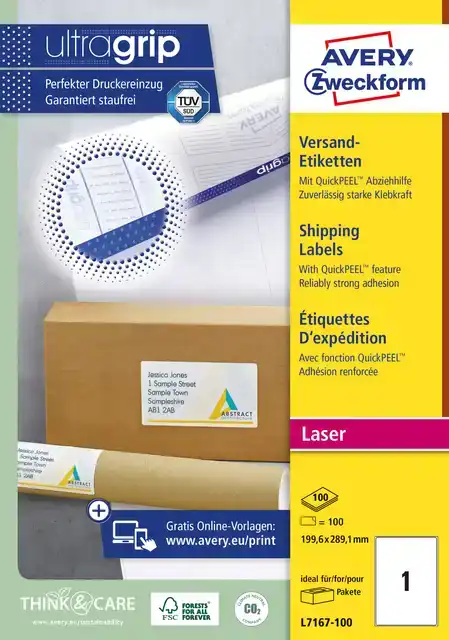 ETIKET AVERY L7167 199.6X289.1MM WIT