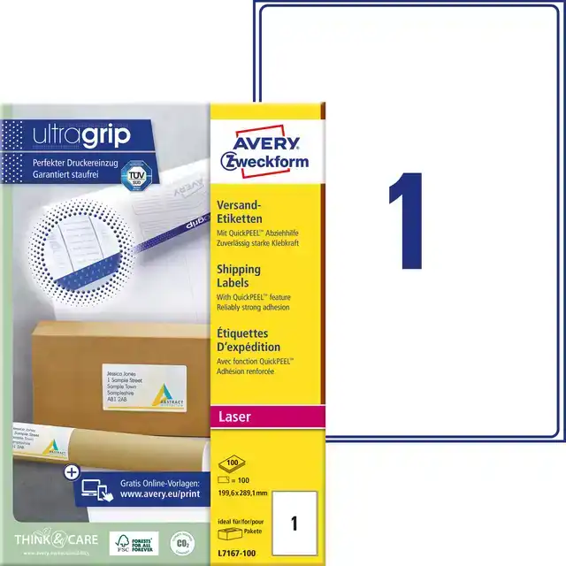 ETIKET AVERY L7167 199.6X289.1MM WIT