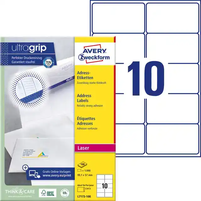 ETIKET AVERY L7173 99.1X57MM WIT