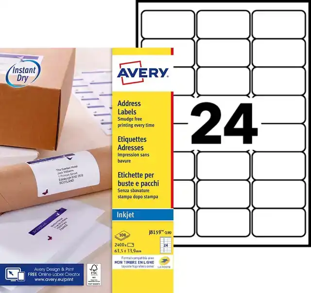ETIKET AVERY J8159-100 63.5X33.9MM WIT