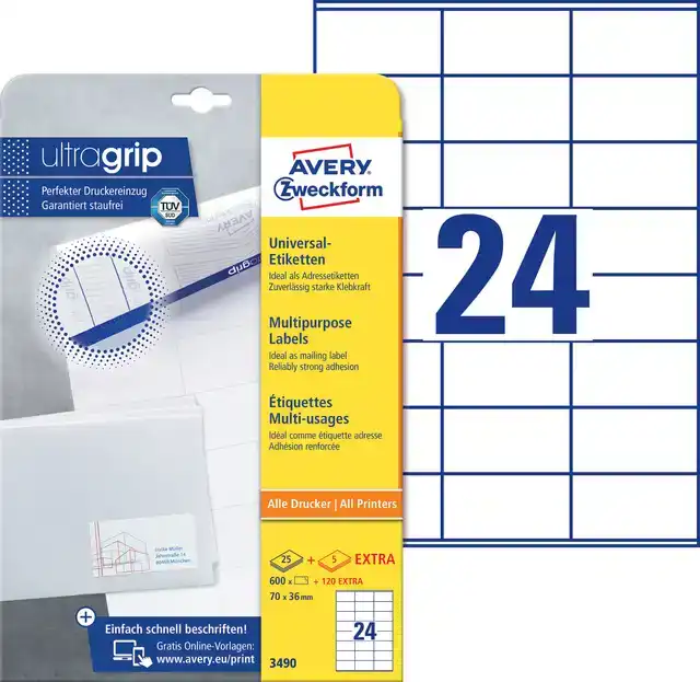 ETIKET AZ 3490 70X36MM WIT 600STUKS