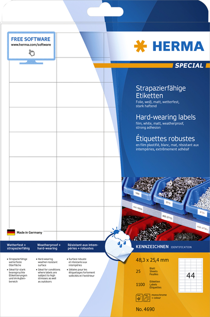 ETIKET HERMA 4690 A4 48.3X25.4MM WIT