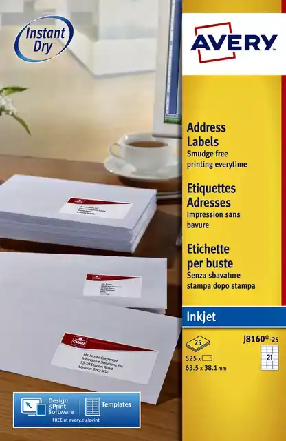 ETIKET AVERY J8160-10 63.5X38.1MM WIT
