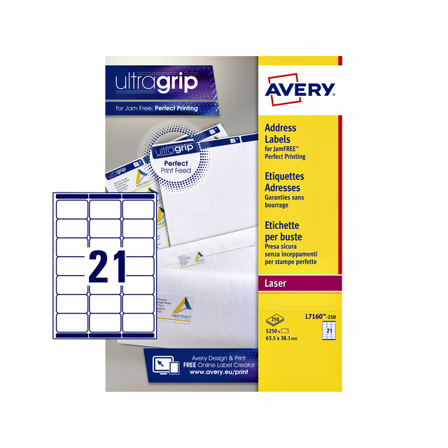 ETIKET AVERY L7160-250 63.5X38.1MM WIT