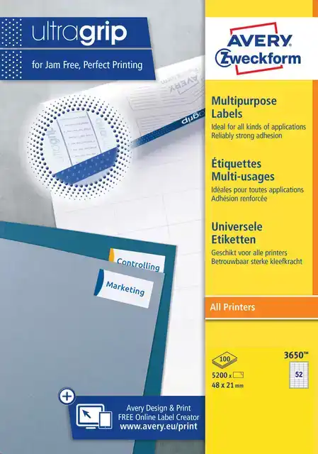 ETIKET AZ 3650 48X21MM WIT 5200STUKS